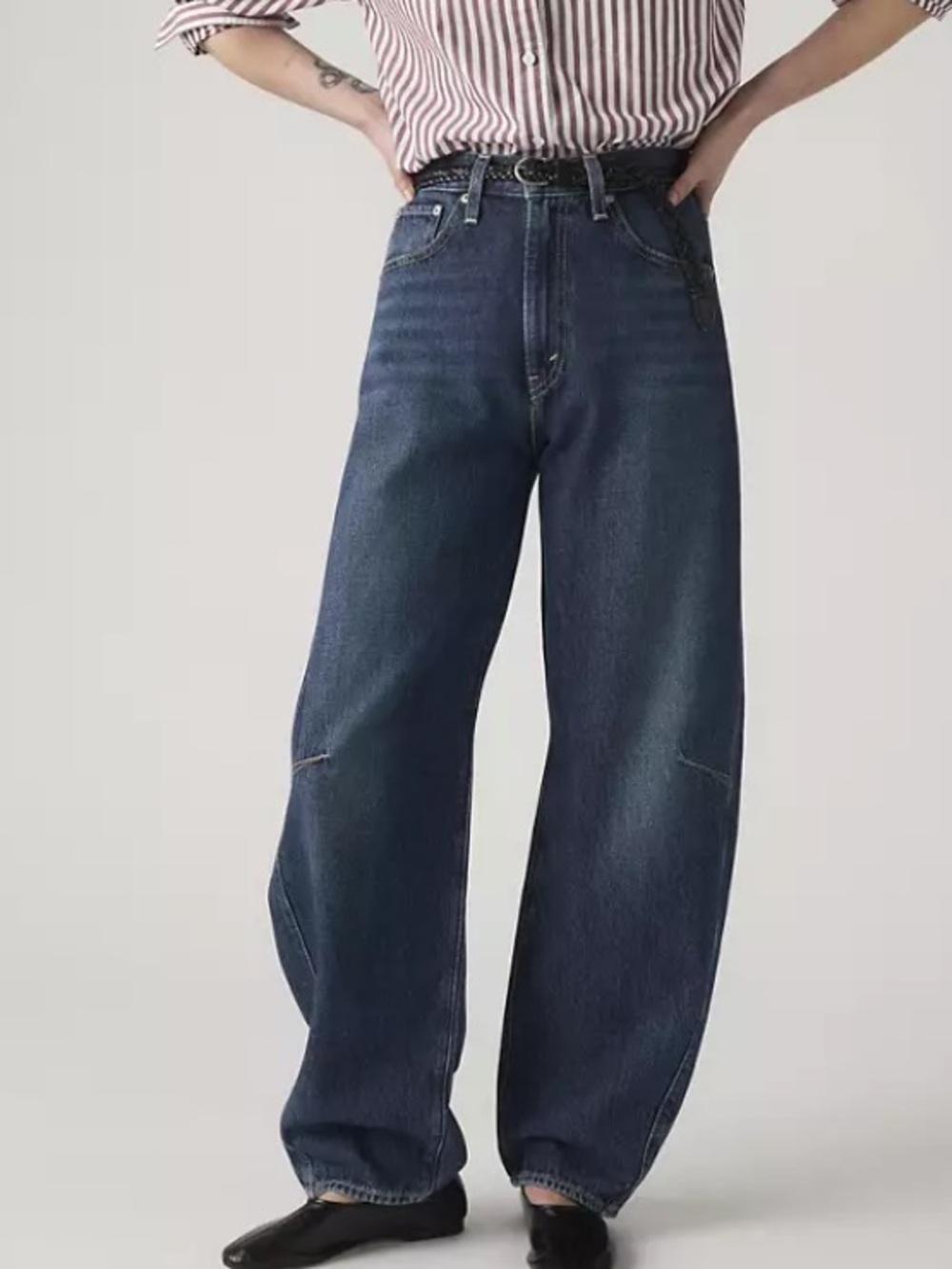 New Levi’s Barrel Leg Cinch Waist Women's Jeans Dark Wash